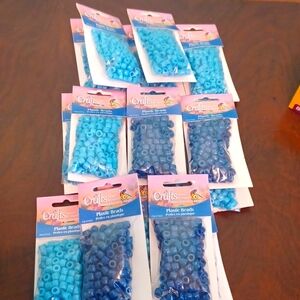 NEW! Craft Plastic Beads - Blue - 16 Pkgs (6962